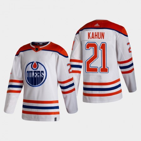 Camisola Edmonton Oilers Dominik Kahun 21 2020-21 Reverse Retro Authentic - Homem